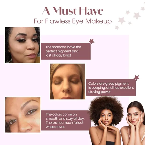 Vista 7 de Lamora Paleta de sombra de ojos - Paleta de maquillaje de ojos con 16 tonos mate altamente pigmentados - Vegano y mezclable