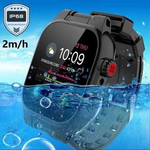Vista 2 de Apple Watch Series 7 - Funda impermeable de 1.772 in, funda protectora de cuerpo completo 360 con protector de pantalla, a prueba de golpes, a
