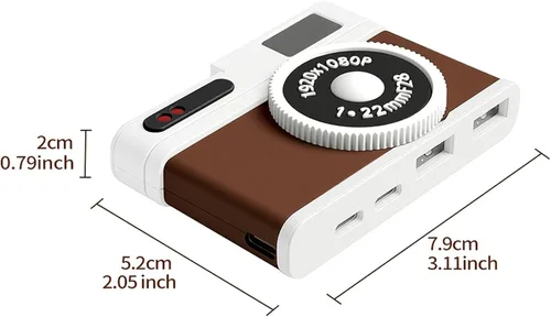 Vista 8 de Hub USB C, concentrador USB de 4 puertos con 2 puertos USB-A 2.0 y 2 puertos USB-C, adaptador USB compacto estilo cámara vintage para laptop