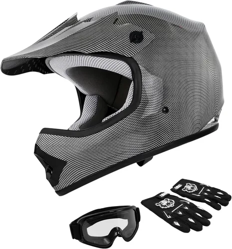 Vista 14 de TCMT Casco de motocross para niños y jóvenes, color negro, casco de motocross, motocross, moto de calle, karting, BMX, MX, ATV, casco de cara