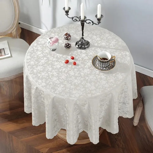 Vista 7 de Jeloris Mantel de Vinilo Impermeable, Mantel Redondo de Plástico Resistente, Cubierta de Mesa de Vinilo Limpiable a Prueba de Derrames y Aceite