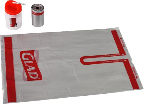 Vista 4 de Glad Bolsas de basura para perros extragrandes sin perfume con dispensador y clip de metal, bolsas de plástico desechables resistentes