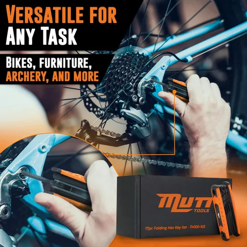 Vista 6 de Mutt Tools - Juego de llaves Allen plegables de 17 piezas, juego de llaves hexagonales SAE y métricas con codificación de colores, herramienta