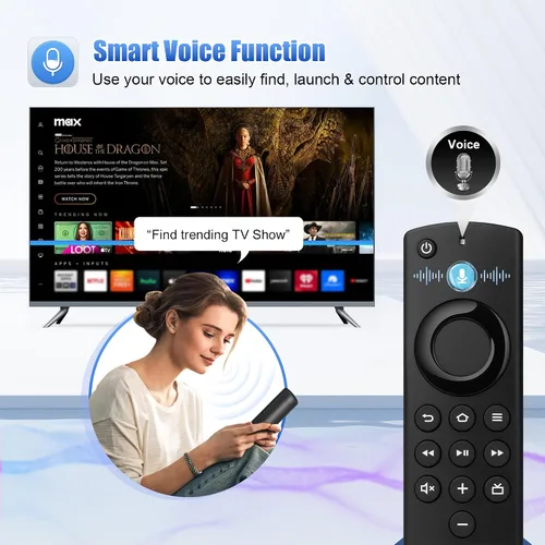 Vista 3 de Control remoto de TV de repuesto para todas las series Fire, compatible con Fire Smart TV Stick/TV Cube/Stick Lite/HD/4K Max/4K, Smart TV de 3ª