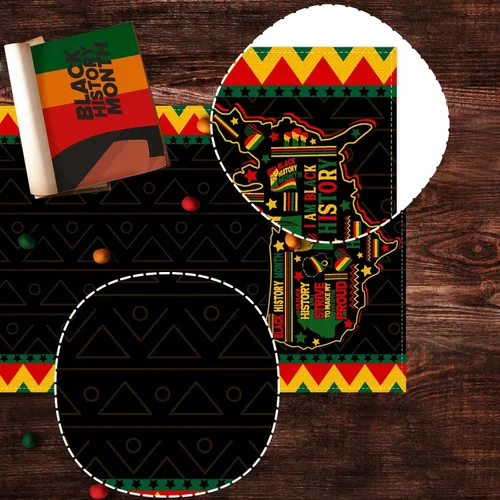 Vista 5 de Nepnuser Camino de mesa del mes de la historia negra, decoración de fiesta de la herencia afroamericana, febrero, libertad negra, decoración
