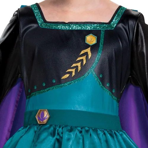 Vista 3 de Disfraz de Disney Frozen 2 Anna para niñas vestido clásico y atuendo de capa