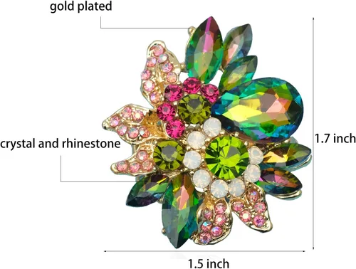 Vista 2 de Anillos de lujo para mujer, con diseño de hojas de cristal austriaco, para cóctel, elástico, ajustable, accesorios de joyería