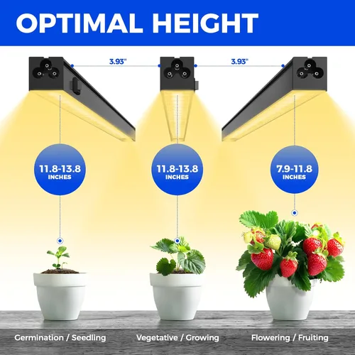 Vista 6 de Barrina Luces de crecimiento T5, lámpara de crecimiento de 1 pie para plantas de interior de espectro completo, bombillas LED de cobertura negra