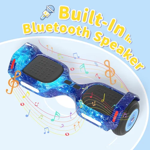 Vista 2 de SIMATE - Aeropatineta para niños, altavoz Bluetooth y luces LED azul (Galaxy Blue)