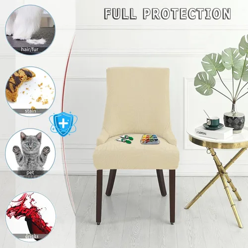 Vista 2 de Wingback - Funda impermeable para silla, funda de jacquard elástica (beige, 1 unidad) Instant room refresh with easy cleanup, dependable mess