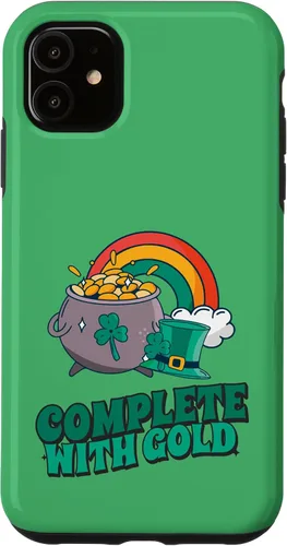 Vista 8 de iPhone 16 completo con oro - Funda con diseño de arcoíris y fortuna