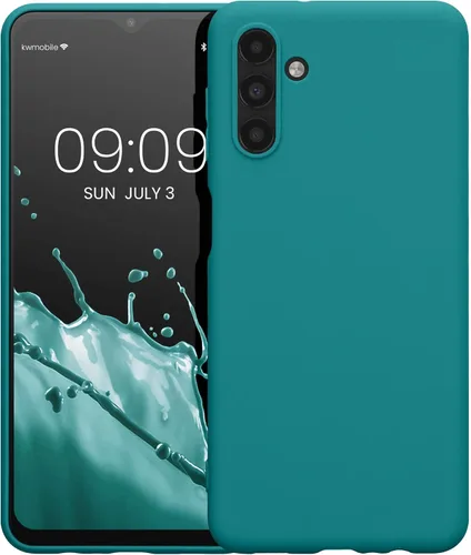 Vista 5 de kwmobile Funda compatible con Samsung Galaxy A13 5G - Funda protectora de silicona TPU suave y delgada - Verde azulado mate