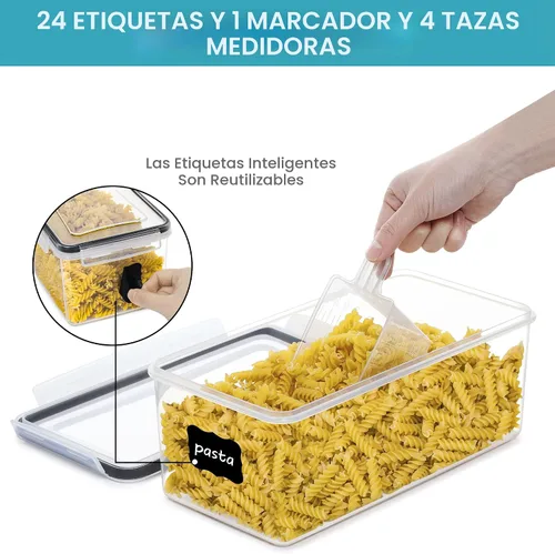 Vista 4 de Vtopmart - Recipientes de almacenamiento para pasta, paquete de 8, recipientes herméticos de 3.2L