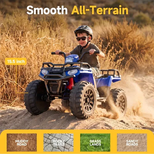 Vista 3 de 24V Kids ATV, coche eléctrico de 2 plazas para niños, paseo en coche de Azul