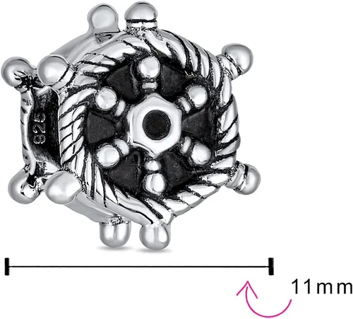 Vista 3 de Nautical Vacation Travel Boat Ship Wheel Rope Anchor Tropical Ocean Blue Waves Charm Bead For Women Teen .925 Sterling Silver Fits European Bracelet