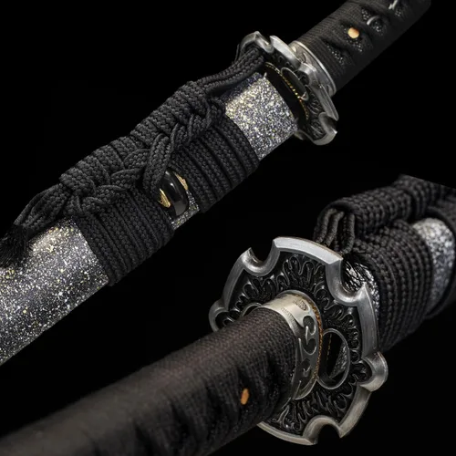 Vista 5 de Espada Katana Wuaiyebet forjada a mano tradicional con acero de alto carbono 1045/1060, espadas samurai japonesas hechas a mano, templadas al calor