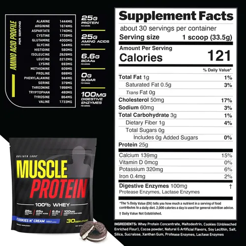 Vista 6 de COLOSSAL LABS Muscle Protein - Polvo de suero de leche [5 libras/paquete de 1] – Filtrado en frío, 0.88 oz de proteína pura, 0.18 oz de BCAA