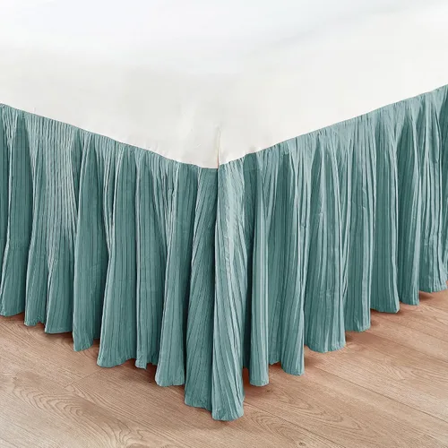 Vista 14 de Home Soft Things Falda de cama plisada de microfibra, diseño elegante envolvente de microfibra sólida con caída de 18 pulgadas, ropa de cama