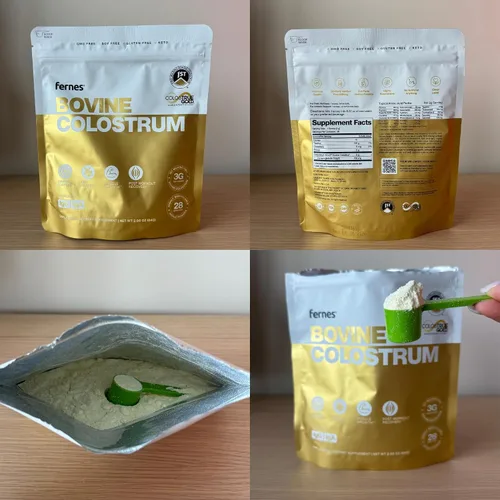 Vista 5 de Polvo de calostro bovino entero alimentado con pasto para mujeres y hombres, ordeño del primer día, sin OMG, sin soja, keto, sin gluten, 28