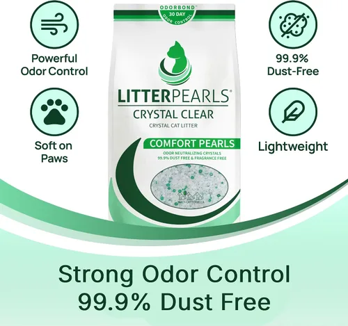 Vista 7 de Litter Pearls - Arena para gatos de cristal transparente sin perfume, sin aglutinante con Odorbond, 7 libras