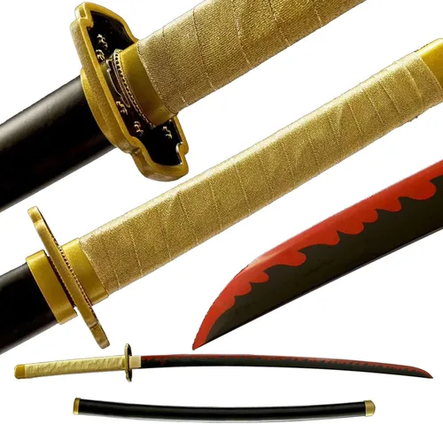 Vista 12 de Demon Slayer - Espada Tanjiro Katana de acero 1065, espiga completa, hecha a mano, Katana japonesa real, 41 pulgadas