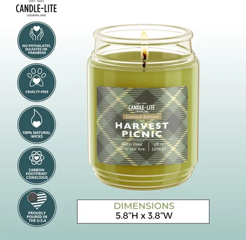 Vista 3 de Candle-lite Velas perfumadas de otoño, pera Anjou y manzana con ámbar dorado, frasco de 18 onzas con mecha única, orgullosamente fundido en EE. UU.