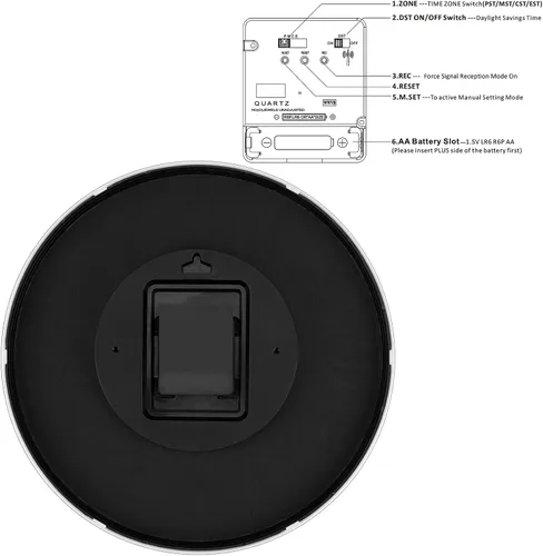 Vista 9 de Foxtop Reloj de pared atómico que funciona con pilas, redondo, analógico, moderno, juego automático para oficina, aula, dormitorio, cocina, sala