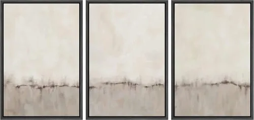 Vista 297 de SIGNFORD - Set de obras de arte en lienzo enmarcado para pared, ilustraciones abstractas de neblina del desierto en tonos neutros beige y marrón