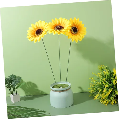 Vista 9 de SEWACC Juego de 5 piezas de metal grande con diseño de girasol, decoración de jardín, a prueba de óxido, margarita amarilla, flor de metal, arte