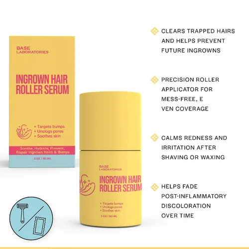 Vista 6 de Base Laboratories Tratamiento para el cabello encarnado – Suero Roller – Suero para suavizar la piel para pelos encarnados y protuberancias