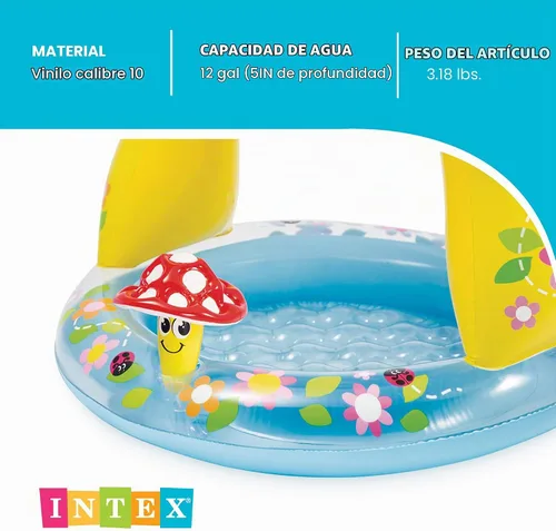 Vista 4 de Piscina para bebés Intex Mushroom, de 40 נ35 pulgadas, para edades entre 1 y 3 años