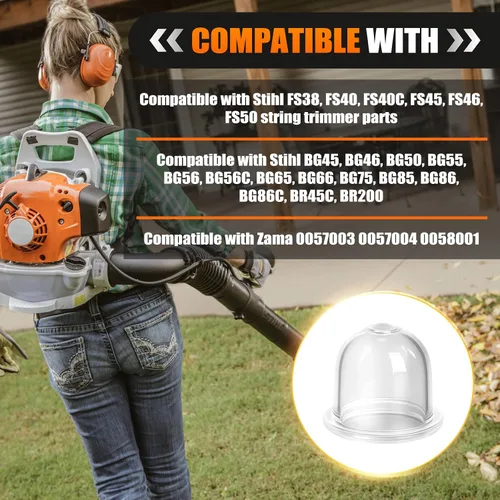 Vista 5 de Podoy Bombilla Prime 4226 121 2700 compatible con Stihl Homelite Echo Robi Zama 0057003 0057004 0058001 FS45 FS46 FS55 FS55R FS72 FS80 FS85 FS87