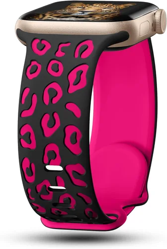 Vista 10 de CreateGreat Correas de leopardo grabadas compatibles con Apple Watch Band de 1.575 in 1.614 in 1.496 in 1.654 in 1.732 in 1.772 in 1.811 in 1.929 in