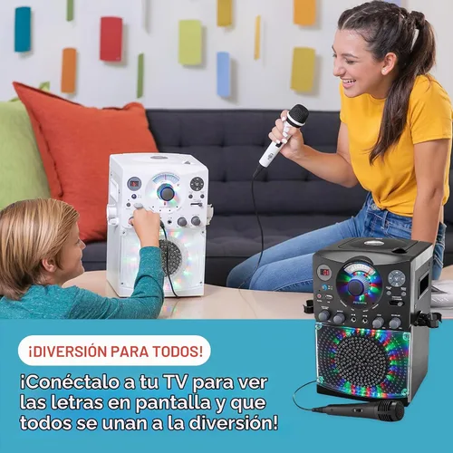 Vista 4 de Sistema de karaoke con Bluetooth parte superior para carga de CDG, espectáculo de discoteca sonido y luces (negro) SML385BTBK Singing Machine, Negro