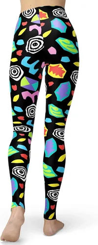 Vista 2 de sissycos - Leggings suaves como la seda y elásticos para mujer, con estampado salpicado artístico y estilo de años ochenta