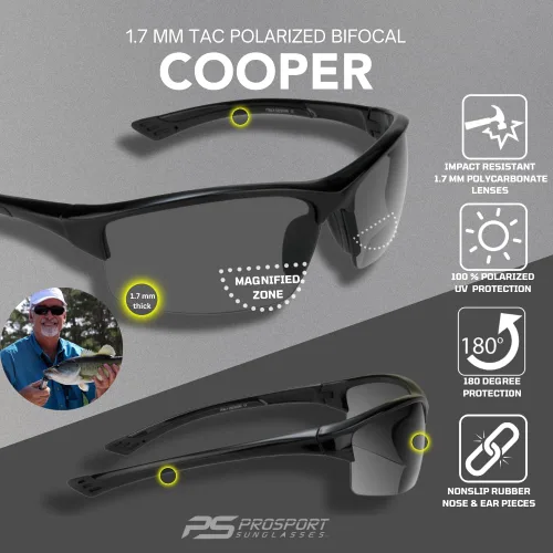 Vista 4 de proSPORT Lentes de sol bifocales polarizados para lectura para hombres y mujeres, lentes color marrón ahumado, lector bifocal tintado