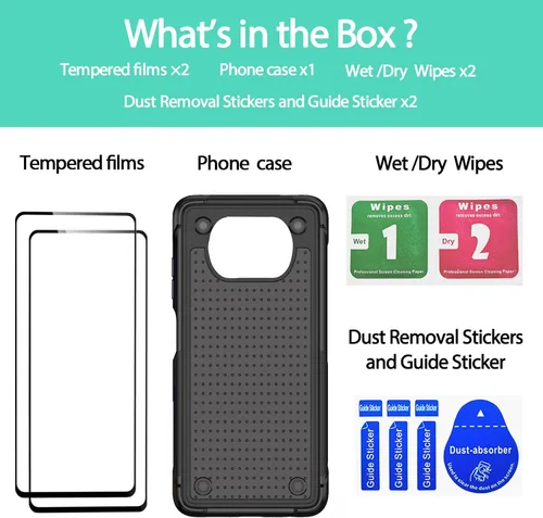 Vista 3 de Jeylly Funda para Xiaomi Poco X3 NFC con protector de pantalla de vidrio templado [2 paquetes], resistente a prueba de golpes, funda protectora
