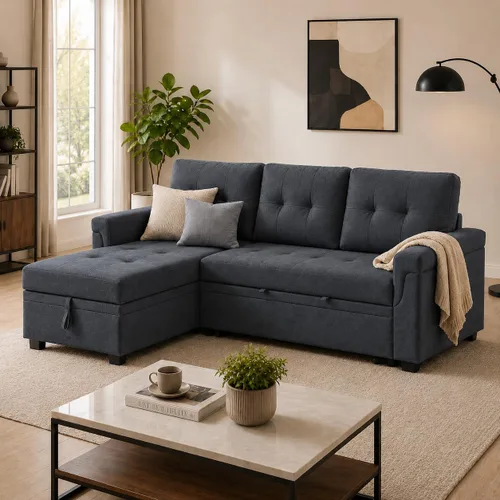 Vista 17 de Naomi Home Transforma Cualquier Espacio: Sofá Seccional Reclinable con Sofá Cama Convertible y Chaise Acogedora. Encuentra Comodidad Tranquila
