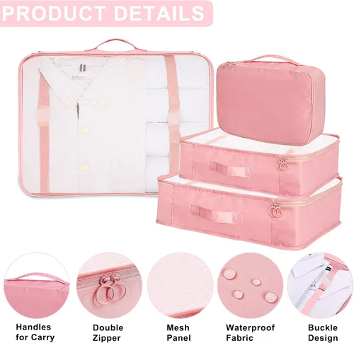 Vista 4 de YSBYWSYR 8 cubos de embalaje para maletas, organizador de bolsas de viaje para equipaje, artículos esenciales de viaje ligeros, ropa zapatos