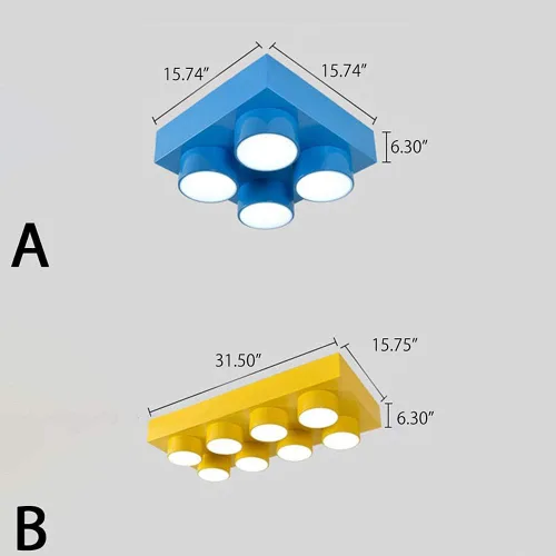 Vista 4 de LAKIQ Moderna lámpara de techo empotrada para habitación de los niños, acrílico, creativa, colorida, forma de juguete, habitación de los niños