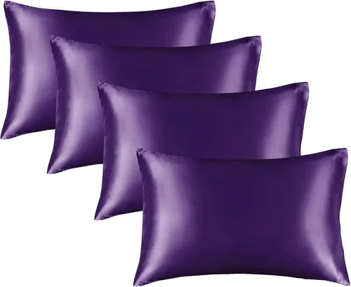 Vista 124 de BEDELITE Funda de almohada de satén para cabello y piel, súper suave y refrescante similar a las fundas de almohada de seda, paquete de 2 con cierre