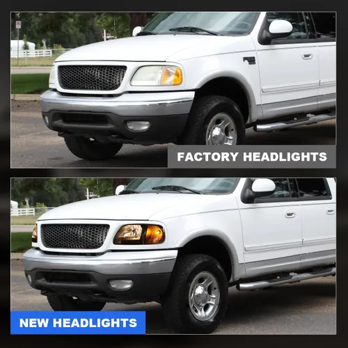 Vista 5 de ROXX Conjunto de faros delanteros con luces de esquina para Ford F150 1997-2003 y Ford Expedition 1997-2002/Para Ford F250 Light Duty 1997-1999, par