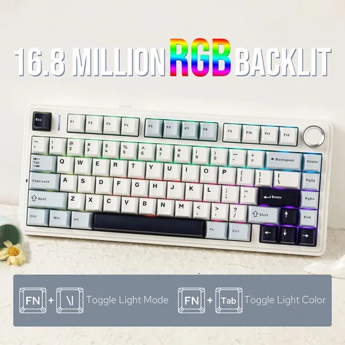 Vista 5 de EPOMAKER x Aula F75 - Teclado mecánico con junta, 75% inalámbrico intercambiable en caliente para juegos con acolchado y perilla de cinco capas
