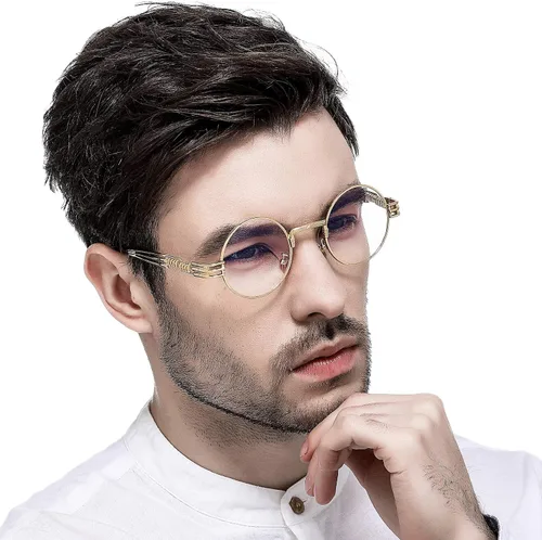 Vista 2 de AIEYEZO Gafas de sol redondas steampunk Circle Lennon Hippie, marco de metal, lente de bloqueo UV 100%