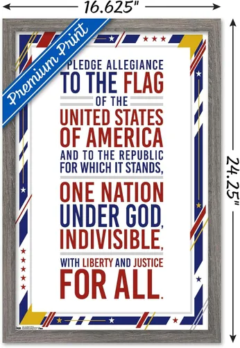 Vista 3 de Trends International The United States Of America - Pledge Of Allegiance Wall Poster, 14.725" x 22.375", Barnwood Framed Version