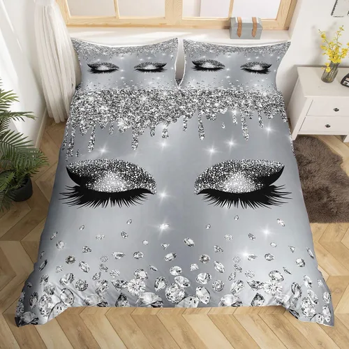 Vista 33 de Feelyou - Juego de funda de edredón con estampado floral de rosas - Juego de ropa de cama con flores románticas para dormitorio de niños, niñas