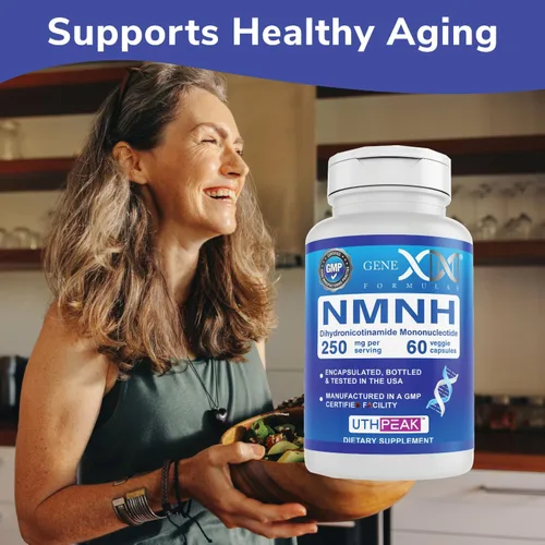Vista 8 de Genex Formulas 250 mg NMNH (60 cápsulas - 30 porciones) Uthpeak NMNH (mononucleótido de dihidronicinamida) NAD+ precursor para un envejecimiento
