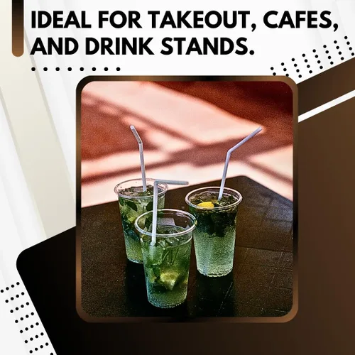Vista 7 de Green Direct Vasos desechables de 12 onzas con tapas, vasos de plástico transparente con tapas, tazas de café helado para té Boba de burbujas, taza