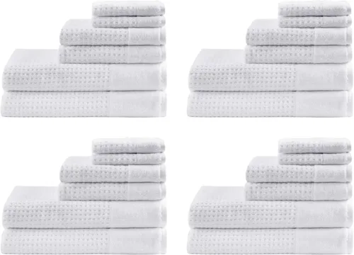 Vista 17 de Madison Park Spa Waffle - Juego de toallas de lujo 100 % algodón, tejido de gofre de textura premium, altamente absorbente, secado rápido, ropa