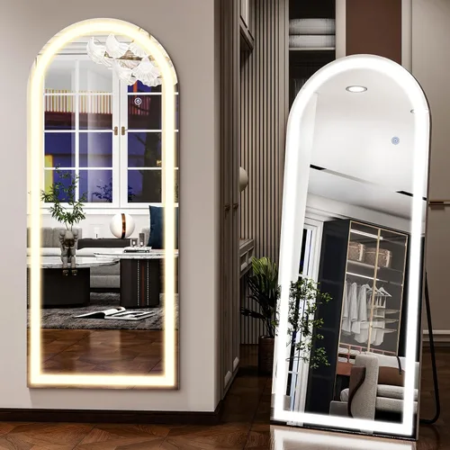 Vista 6 de Easly Espejo de longitud completa de 26x68 pulgadas con luces, espejo de pie LED iluminado, colgante de longitud completa con soporte, espejo